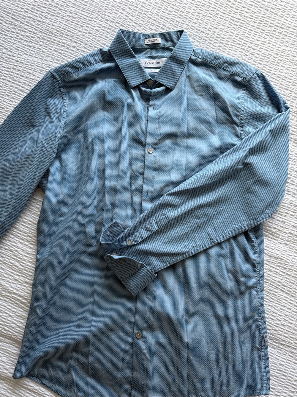 Calvin Klein Men's Blue Textured Long-Sleeve Shirt Jacket